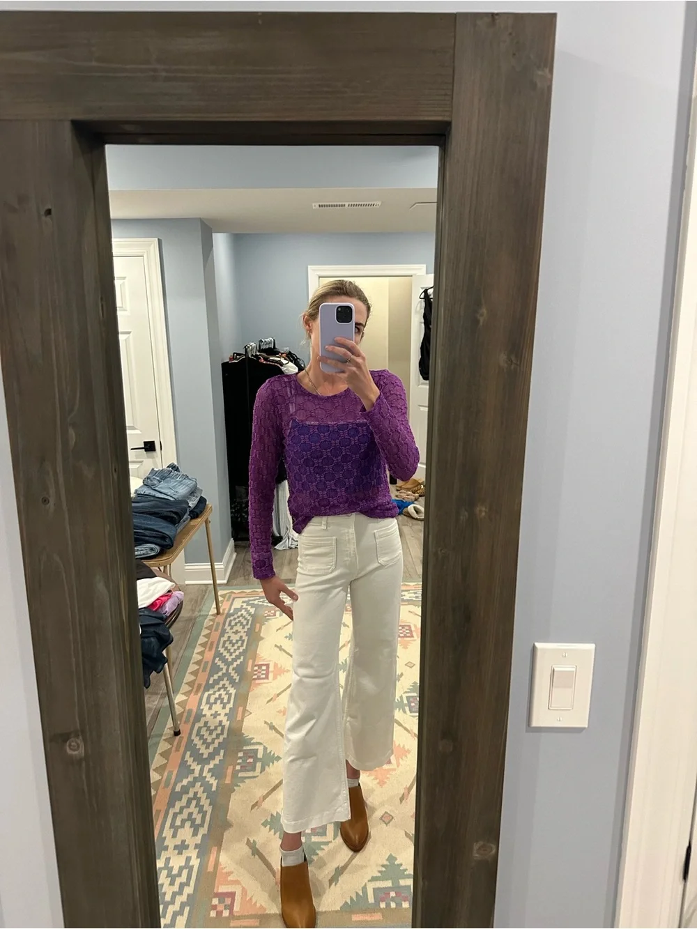 J.Crew Purple Lace Long Sleeve Top
